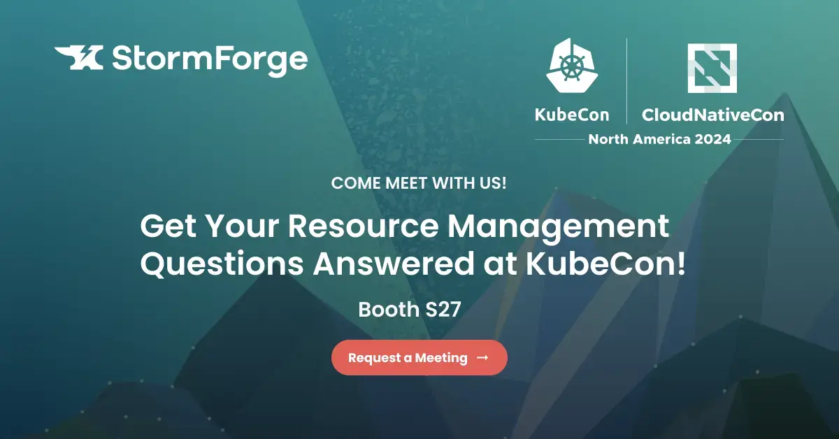 An image detailing StormForge's presence at KubeCon CloudNativeCon North America 2024