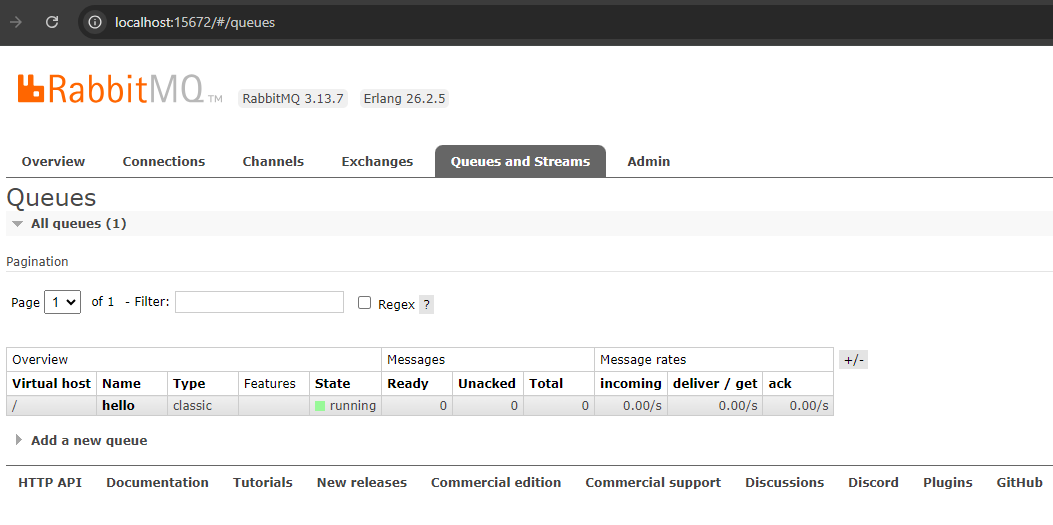 RabbitMQ hello Queue